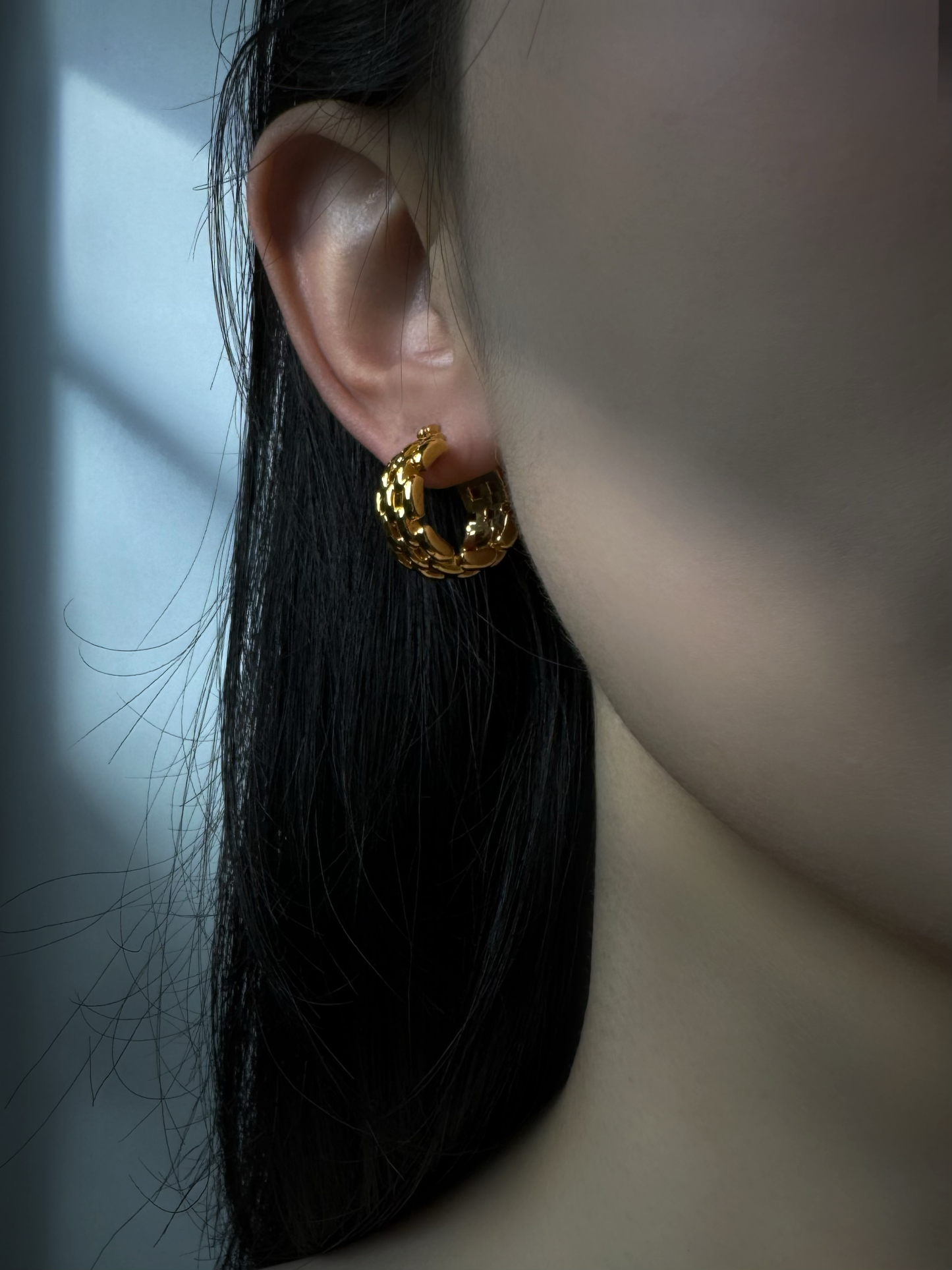 18K Gold - Interrupted Chain Stud Earrings