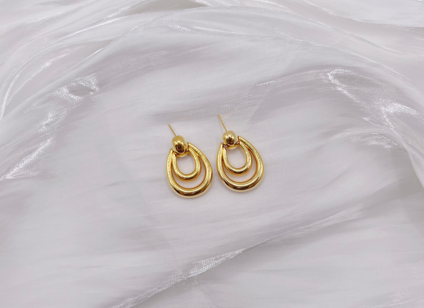 18K Gold-Layered Oval Stud Earrings