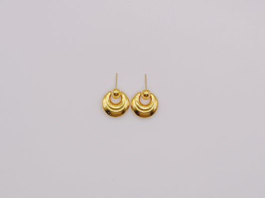18K Gold - Stacked Crescent Stud Earrings