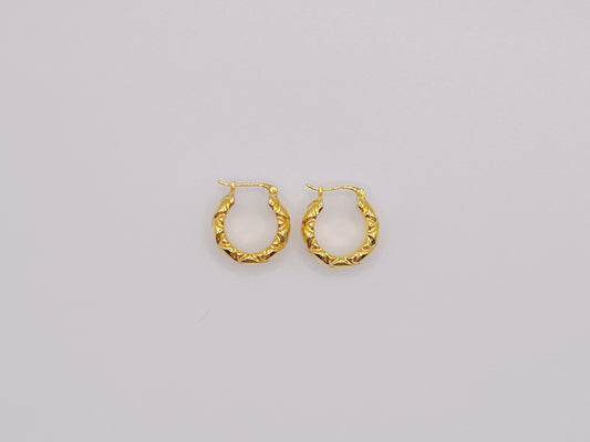 18K Gold - Wheel Huggie Earrings