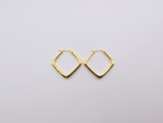 18K Gold - Square Huggie Earrings - ZYE001
