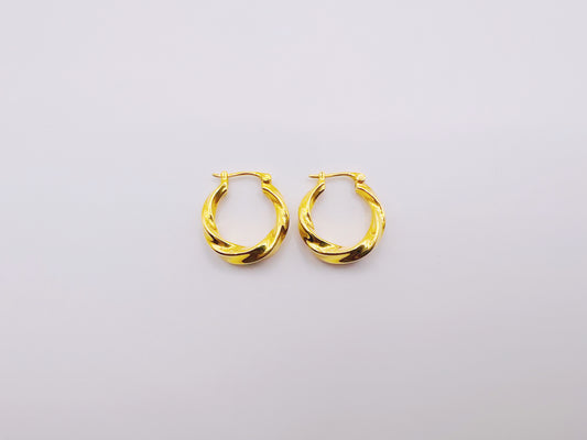 18K Gold - Spiral Huggie Earrings