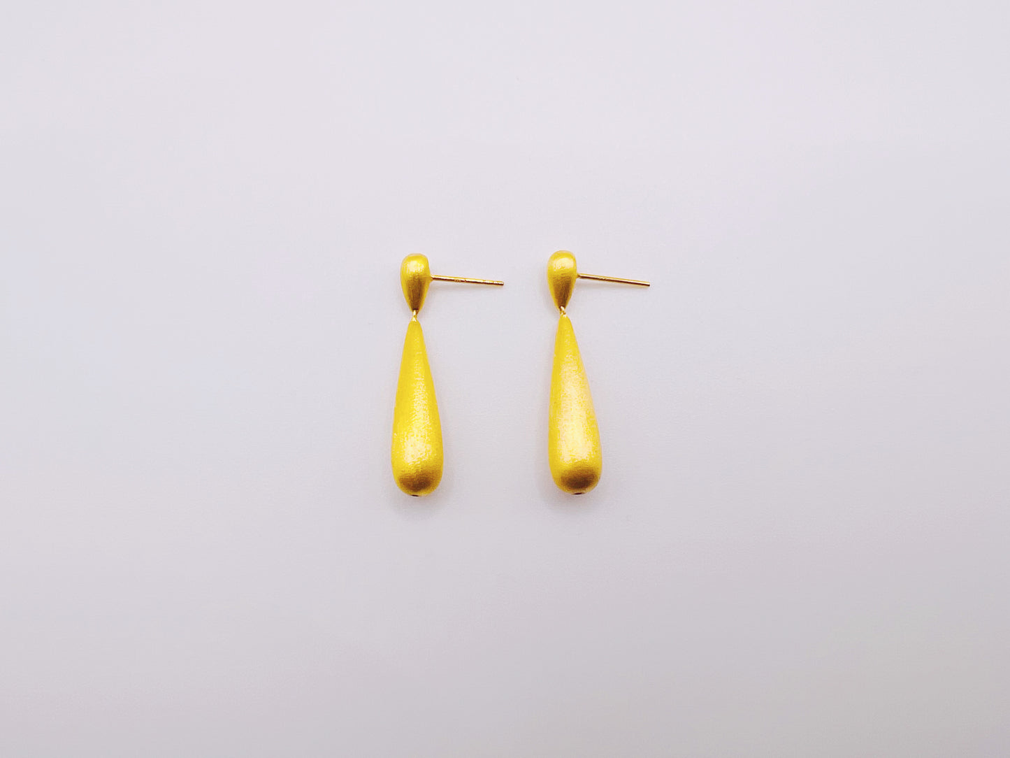 18K Gold - Brushed Teardrop Stud Earrings