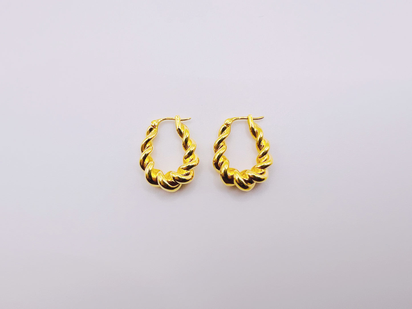 18K Gold - Twisted Huggie Earrings