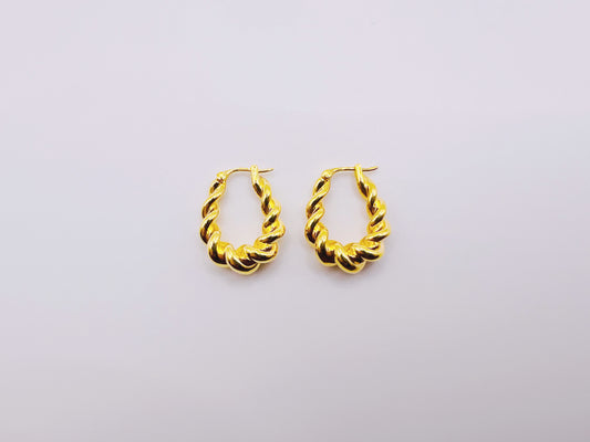 18K Gold - Twisted Huggie Earrings