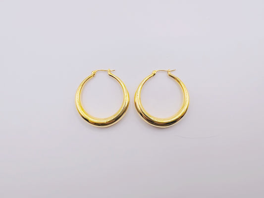 18K Gold Polished Huggie Earrings (Large)