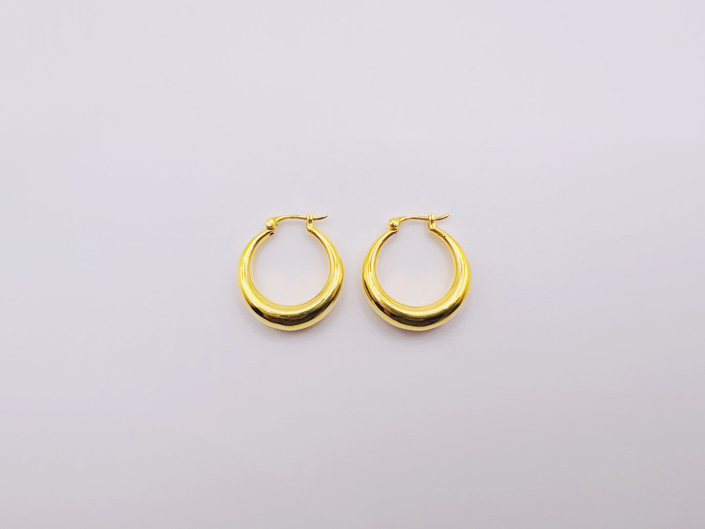 18K Gold Polished Huggie Earrings (Small)