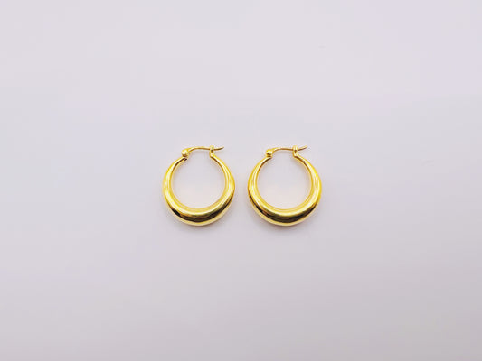 18K Gold Polished Huggie Earrings (Small)