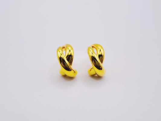 18K Gold - Crisscross Stud Earrings