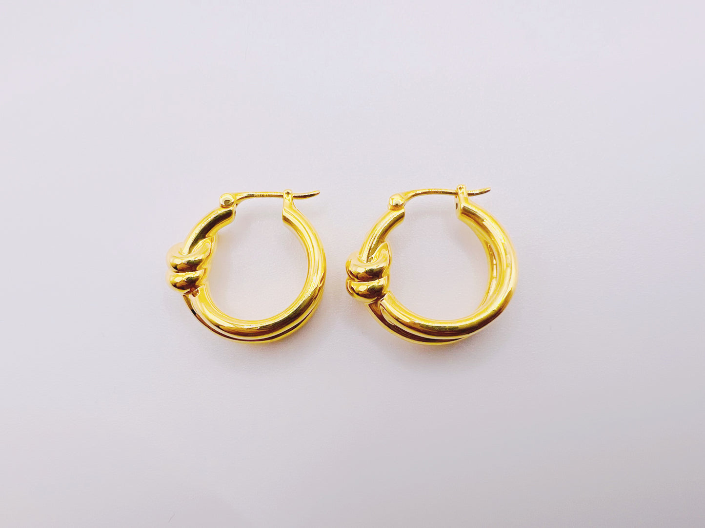 18K Gold - Double Twisted Rope Huggie Earrings