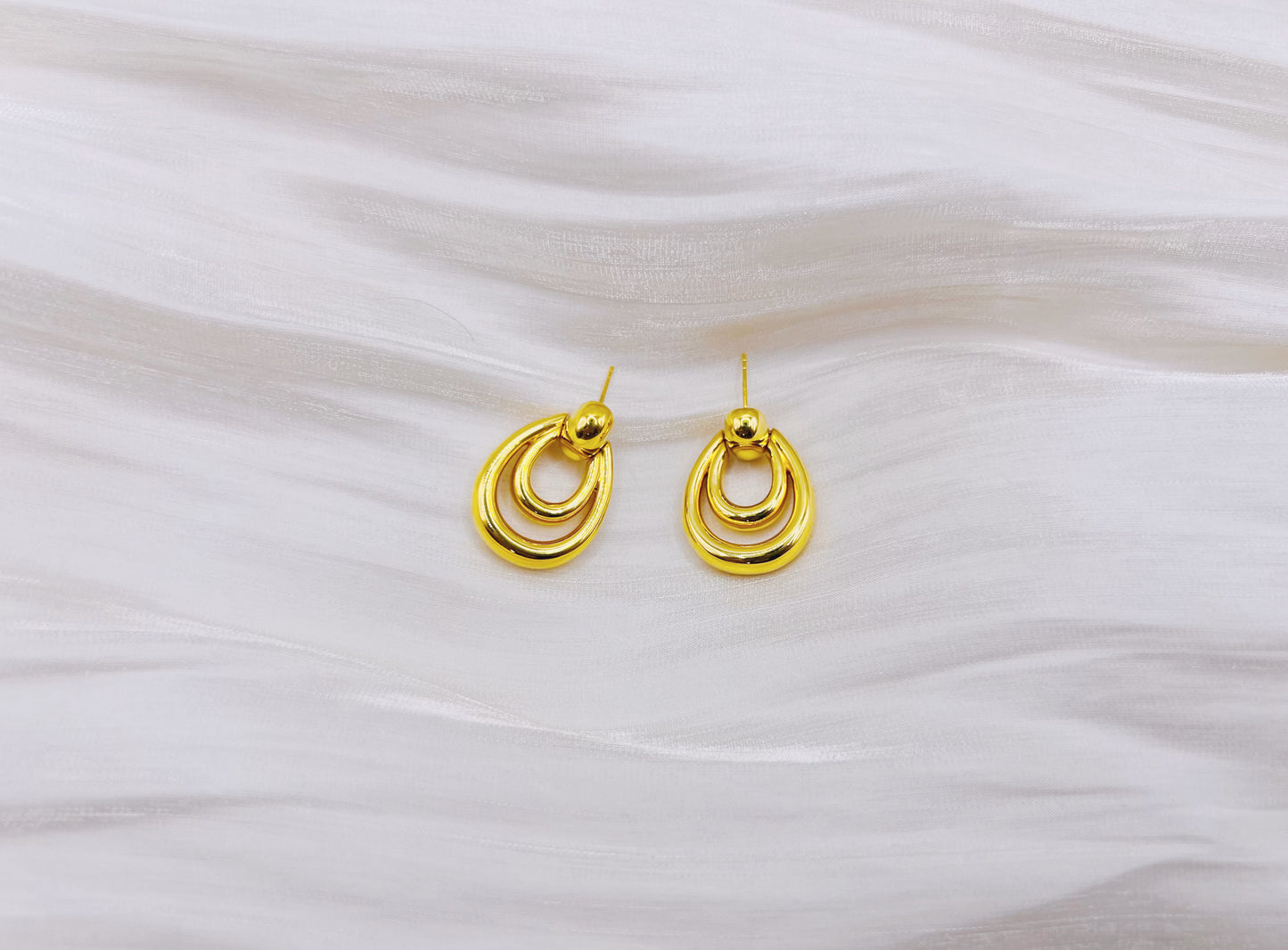 18K Gold-Layered Oval Stud Earrings