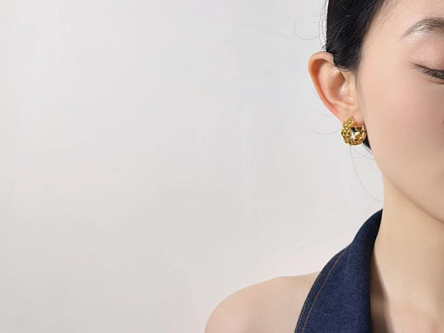 18K Gold - Interrupted Chain Stud Earrings