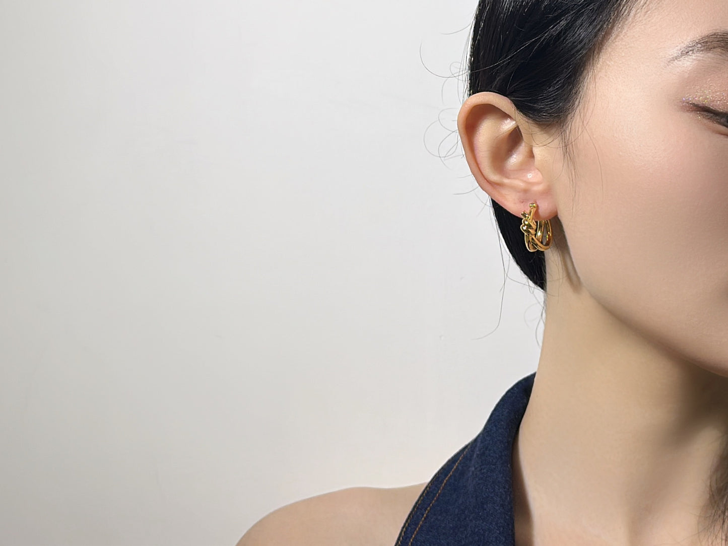 18K Gold - Double Twisted Rope Huggie Earrings