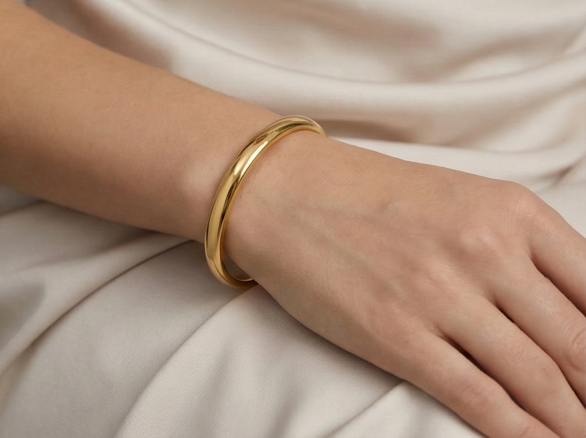 【ZLBR001】Loach Back · Gold-Wrapped Silver Bracelet