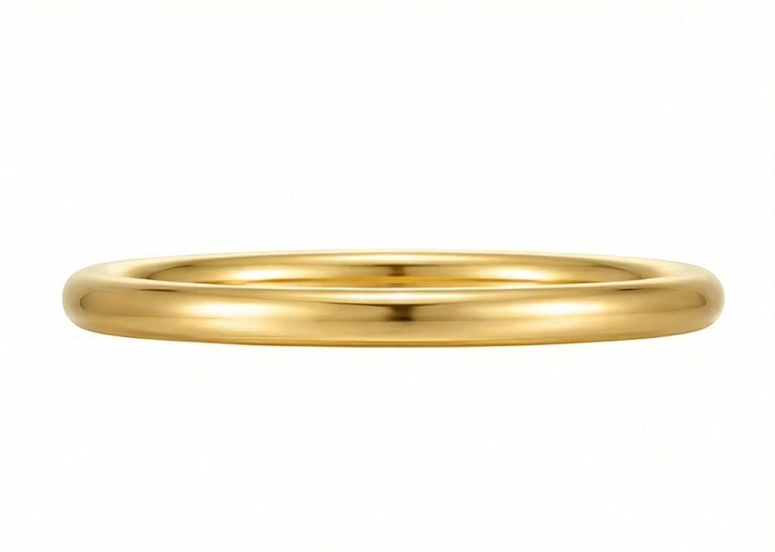 【ZLBR005】Ancient-Crafted Plain Bangle（4mm Gold-Wrapped Silver）