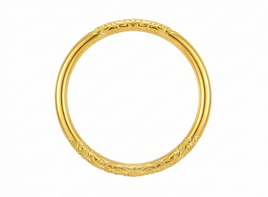 【ZLBR012】Scroll Pattern Gold-Over-Silver Bangle · 5mm Delicate Edition