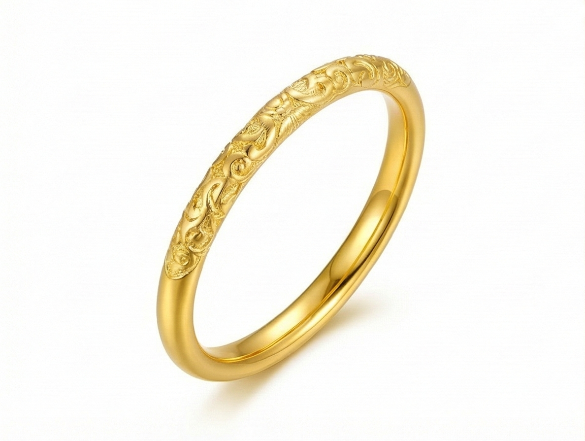 【ZLBR012】Scroll Pattern Gold-Over-Silver Bangle · 5mm Delicate Edition